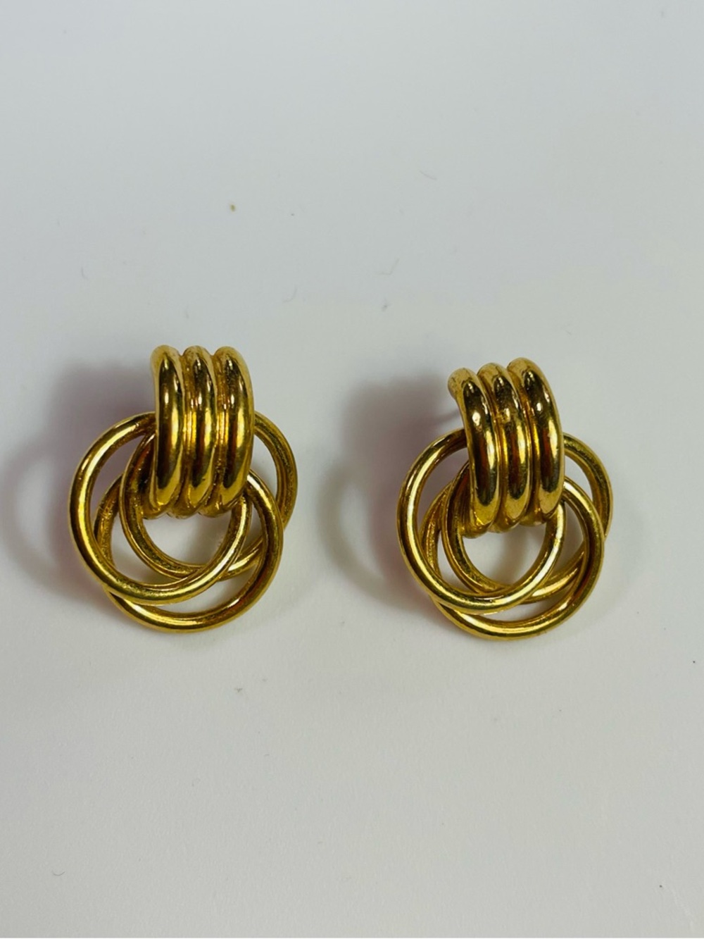 Vintage 90s Gold Knot Hoop Drop Earrings